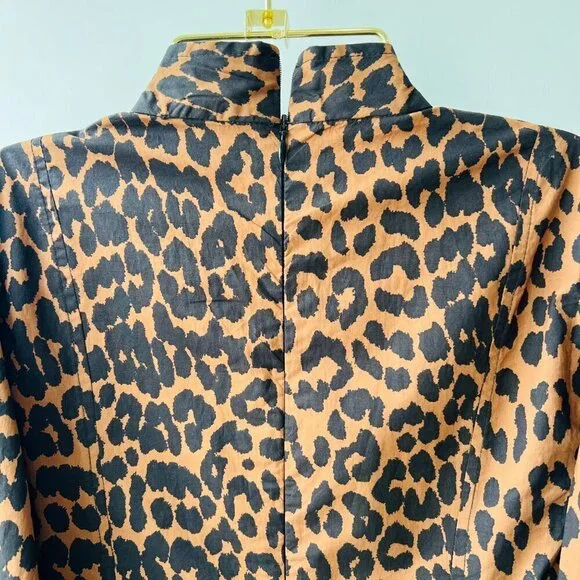 Ganni Sustain Leopard puff sleeves midi dress, Brown Leopard, Size 34 - Picture 13 of 13